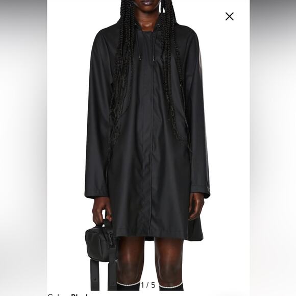 Rains Black Raincoat Waterproof Classic Design Small Zipper Broken XS/S - Picture 1 of 8